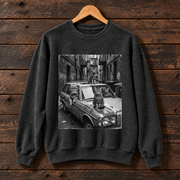 Vintage Alley Cats Sweatshirt, Black and White Cat Graphic Sweatshirt, Street Cats Car Sweatshirt, Urban Feline Lover Gift