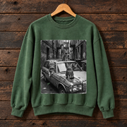 Vintage Alley Cats Sweatshirt, Black and White Cat Graphic Sweatshirt, Street Cats Car Sweatshirt, Urban Feline Lover Gift