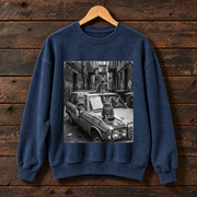Vintage Alley Cats Sweatshirt, Black and White Cat Graphic Sweatshirt, Street Cats Car Sweatshirt, Urban Feline Lover Gift