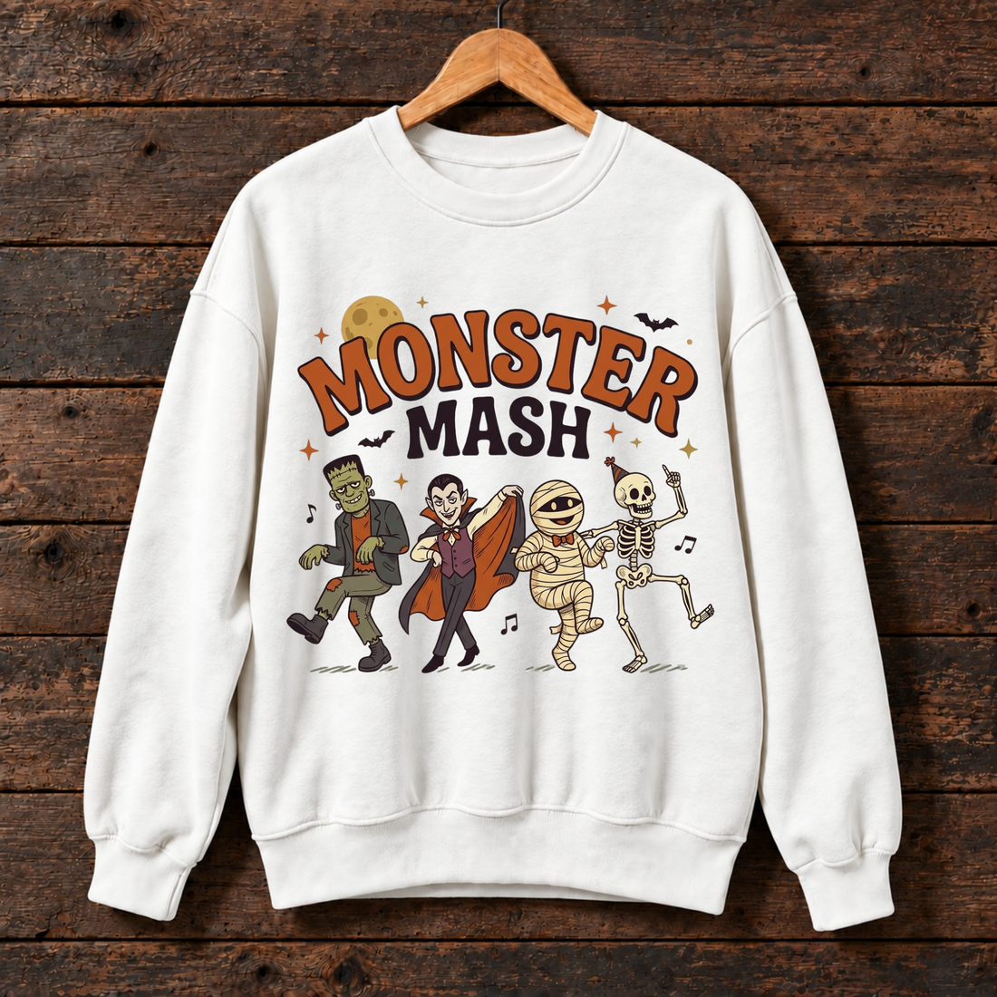 Monster Mash Halloween Sweatshirt, Classic Monsters Crewneck, Frankenstein Dracula Mummy Skeleton Graphic Sweater, Spooky Season Gift