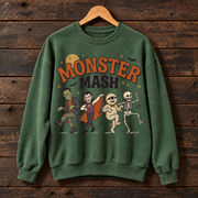 Monster Mash Halloween Sweatshirt, Classic Monsters Crewneck, Frankenstein Dracula Mummy Skeleton Graphic Sweater, Spooky Season Gift
