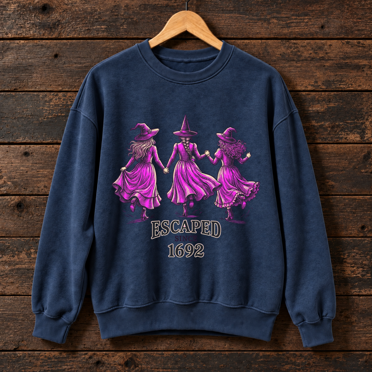 Witches Sweatshirt , "Escaped Since 1692" Vintage Salem Halloween Pullover