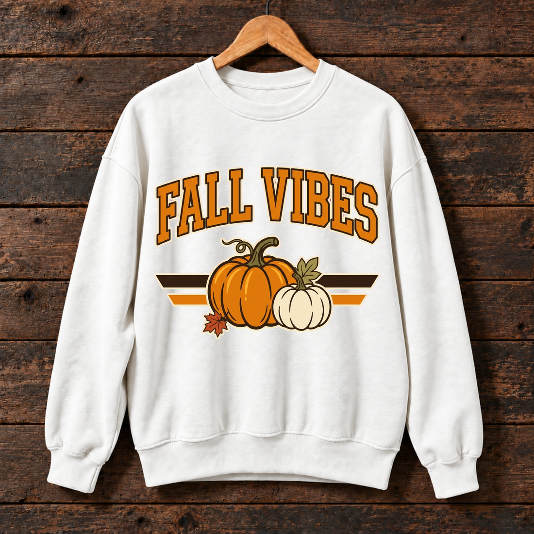 Fall Vibes Pumpkin Sweatshirt, Cozy Autumn Crewneck, Orange White Pumpkin Graphic Sweater, Cute Thanksgiving Fall Gift