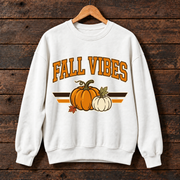 Fall Vibes Pumpkin Sweatshirt, Cozy Autumn Crewneck, Orange White Pumpkin Graphic Sweater, Cute Thanksgiving Fall Gift