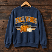 Fall Vibes Pumpkin Sweatshirt, Cozy Autumn Crewneck, Orange White Pumpkin Graphic Sweater, Cute Thanksgiving Fall Gift