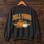 Fall Vibes Pumpkin Sweatshirt, Cozy Autumn Crewneck, Orange White Pumpkin Graphic Sweater, Cute Thanksgiving Fall Gift