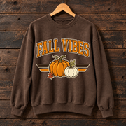 Fall Vibes Pumpkin Sweatshirt, Cozy Autumn Crewneck, Orange White Pumpkin Graphic Sweater, Cute Thanksgiving Fall Gift