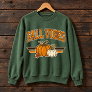 Fall Vibes Pumpkin Sweatshirt, Cozy Autumn Crewneck, Orange White Pumpkin Graphic Sweater, Cute Thanksgiving Fall Gift