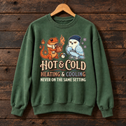 Hot & Cold Heating & Cooling Sweatshirt,  Funny Fire and Snowman