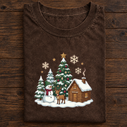 Christmas Winter Cabin Snowman T-Shirt