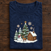 Christmas Winter Cabin Snowman T-Shirt
