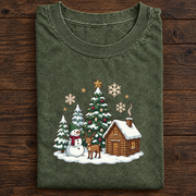 Christmas Winter Cabin Snowman T-Shirt