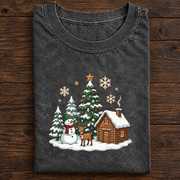 Christmas Winter Cabin Snowman T-Shirt
