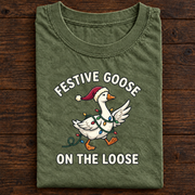 Festive Goose on the Loose Christmas T-Shirt
