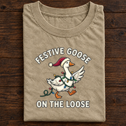Festive Goose on the Loose Christmas T-Shirt