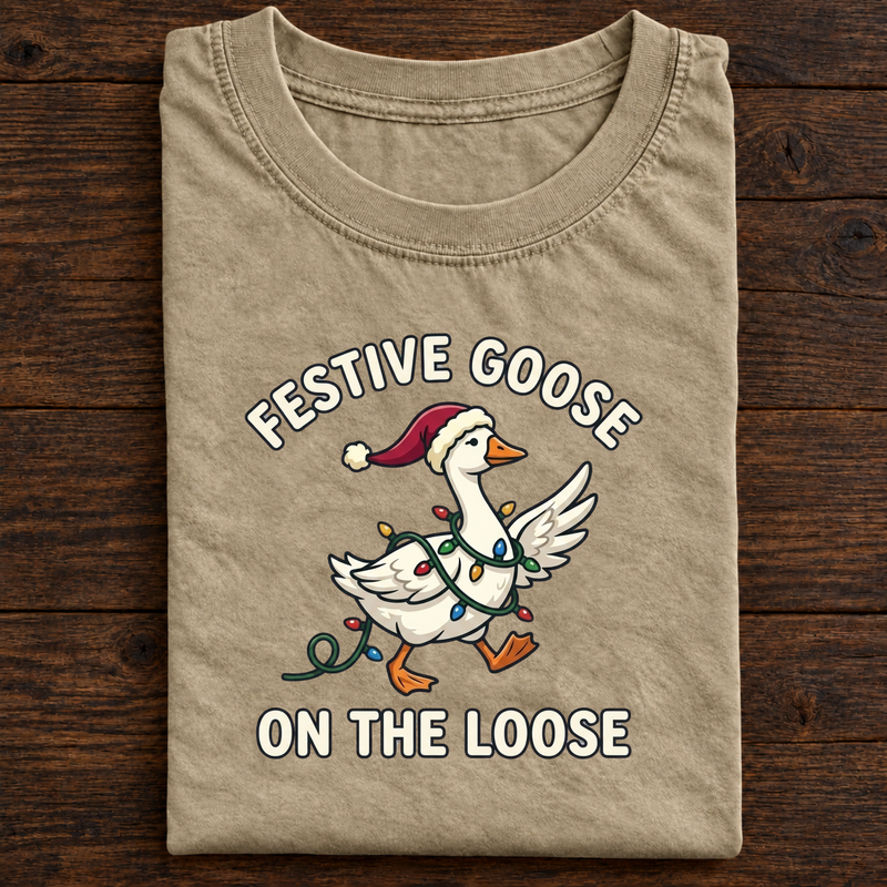 Festive Goose on the Loose Christmas T-Shirt
