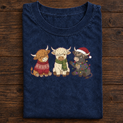 Festive Highland Cow Christmas T-Shirt