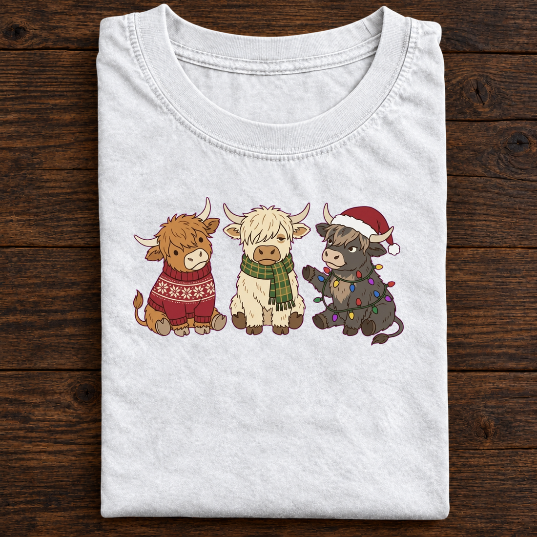 Festive Highland Cow Christmas T-Shirt