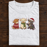 Festive Highland Cow Christmas T-Shirt