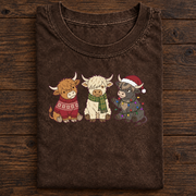Festive Highland Cow Christmas T-Shirt