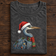 Christmas Santa Hat Heron T-Shirt