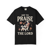 Comfort Colors Off to Praise the Lord Christian T-Shirt, Cute Cow Bible Tee, Floral Faith Graphic Shirt, Western Christian Gift