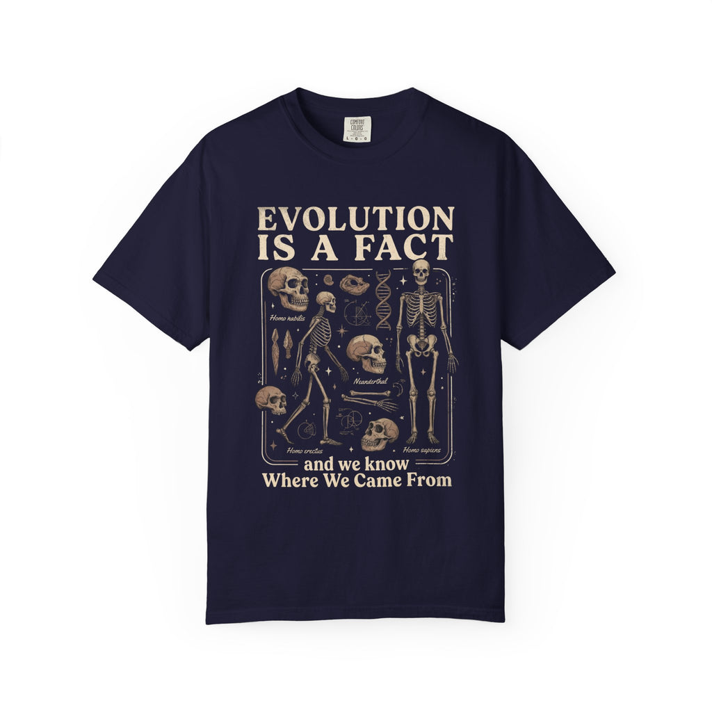 Comfort Colors Evolution Is a Fact T-Shirt, Human Evolution Skeleton Graphic Tee, Science Biology Anatomy Shirt, Biology Teacher Gift