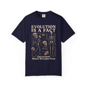 Comfort Colors Evolution Is a Fact T-Shirt, Human Evolution Skeleton Graphic Tee, Science Biology Anatomy Shirt, Biology Teacher Gift