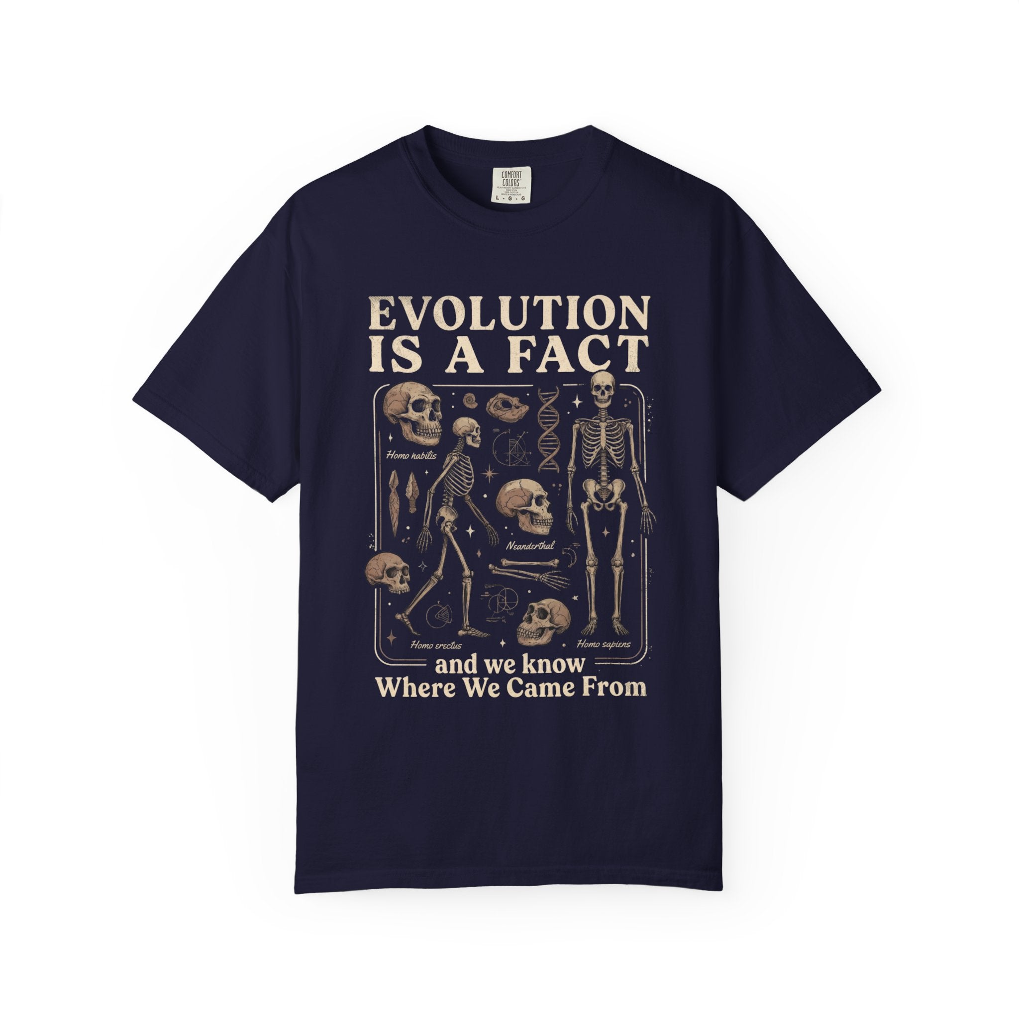 Comfort Colors Evolution Is a Fact T-Shirt, Human Evolution Skeleton Graphic Tee, Science Biology Anatomy Shirt, Biology Teacher Gift