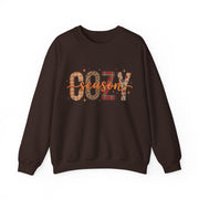 Cozy Season Fall Sweatshirt, Patchwork Autumn Crewneck Sweater, Plaid Leopard Floral Graphic Pullover, Cute Cozy Fall Gift