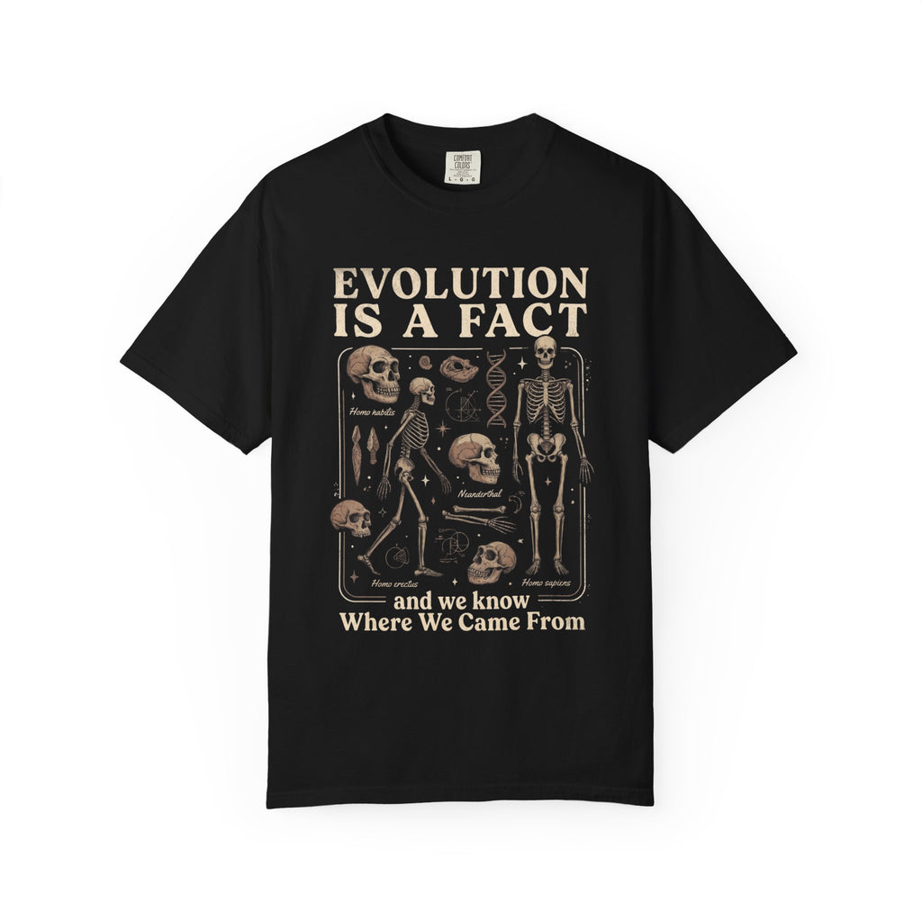 Comfort Colors Evolution Is a Fact T-Shirt, Human Evolution Skeleton Graphic Tee, Science Biology Anatomy Shirt, Biology Teacher Gift