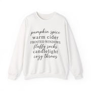 Pumpkin Spice Cozy Fall Sweatshirt, Warm Cider Autumn Crewneck, Fluffy Socks Candlelight Sweater, Cozy Season Fall Pullover