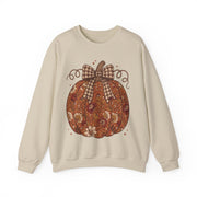 Floral Pumpkin Bow Fall Sweatshirt, Vintage Autumn Pumpkin Crewneck, Coquette Plaid Bow Sweater, Thanksgiving Fall Gift