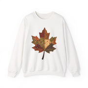 Patchwork Maple Leaf Fall Sweatshirt, Quilted Autumn Leaf Crewneck Sweater, Vintage Floral Plaid Thanksgiving Pullover, Cozy Fall Gift