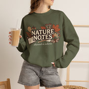 Nature Notes Fall Sweatshirt, Autumn Botanical Crewneck Sweater, Vintage Mushroom Leaves Moth Graphic Pullover, Cozy Nature Lover Gift