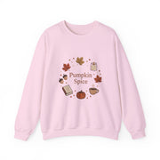 Pumpkin Spice Fall Sweatshirt, Cozy Autumn Crewneck Sweater, Coffee Pumpkin Leaves Graphic Pullover, Cute Book Lover Fall Sweatshirt