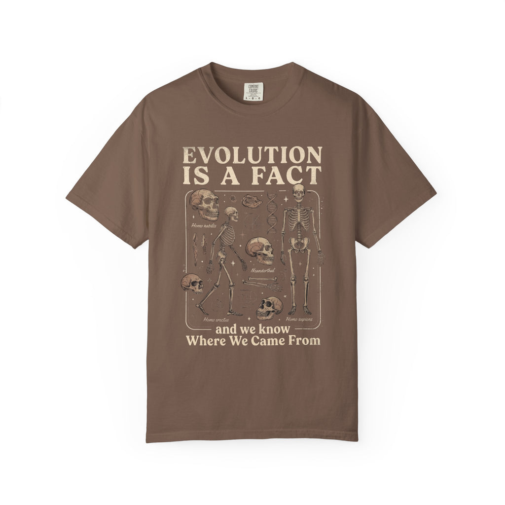 Comfort Colors Evolution Is a Fact T-Shirt, Human Evolution Skeleton Graphic Tee, Science Biology Anatomy Shirt, Biology Teacher Gift