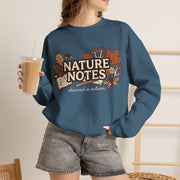 Nature Notes Fall Sweatshirt, Autumn Botanical Crewneck Sweater, Vintage Mushroom Leaves Moth Graphic Pullover, Cozy Nature Lover Gift