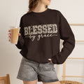 Blessed by Grace Christian Sweatshirt, Leopard Print Faith Crewneck, Western Christian Graphic Sweater, Religious Gift for Her