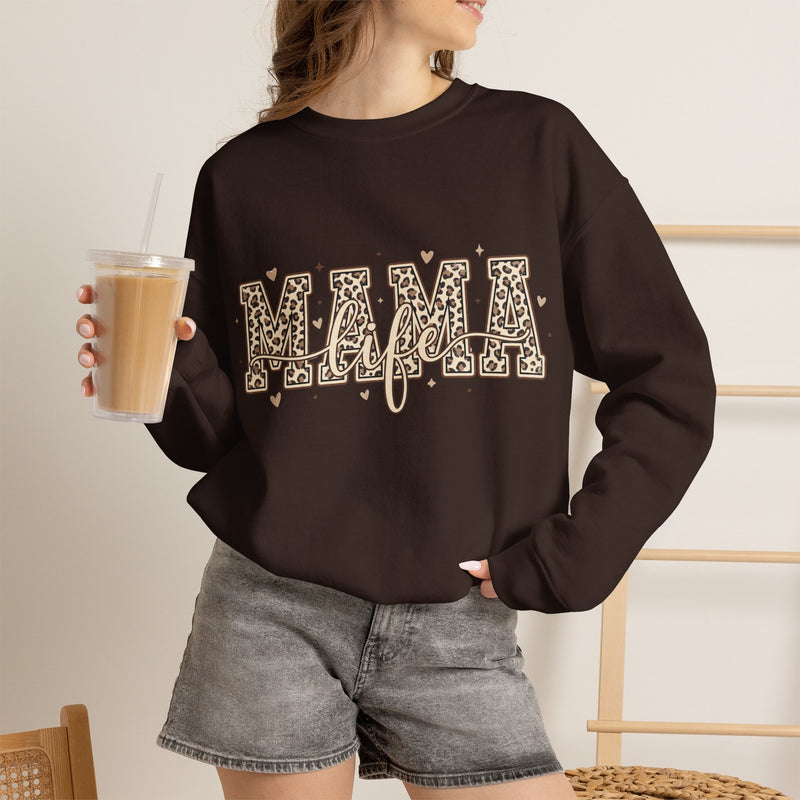 Mama Life Leopard Print Sweatshirt, Mom Life Crewneck Sweater, Trendy Mama Graphic Pullover, Cute Motherhood Gift for Mom