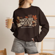 Nature Notes Fall Sweatshirt, Autumn Botanical Crewneck Sweater, Vintage Mushroom Leaves Moth Graphic Pullover, Cozy Nature Lover Gift