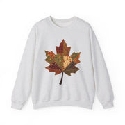 Patchwork Maple Leaf Fall Sweatshirt, Quilted Autumn Leaf Crewneck Sweater, Vintage Floral Plaid Thanksgiving Pullover, Cozy Fall Gift