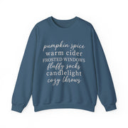 Pumpkin Spice Cozy Fall Sweatshirt, Warm Cider Autumn Crewneck, Fluffy Socks Candlelight Sweater, Cozy Season Fall Pullover