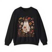 Cute Ghost Witch Fall Sweatshirt, Floral Halloween Crewneck Sweater, Boho Wildflower Spooky Season Pullover, Cozy Autumn Ghost Gift