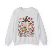 Cute Ghost Witch Fall Sweatshirt, Floral Halloween Crewneck Sweater, Boho Wildflower Spooky Season Pullover, Cozy Autumn Ghost Gift